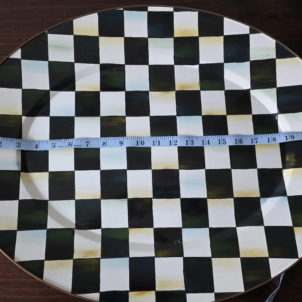 Courtly Check Enamel Oval Platter - Large - Picture 4 of 6